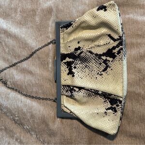 Chic Calvin Klein Snakeskin Clutch with Chain